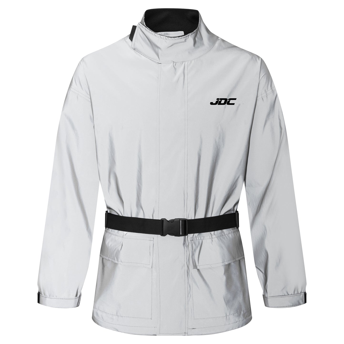 JDC Product's Shield Motorcycle Rain Jacket white front view