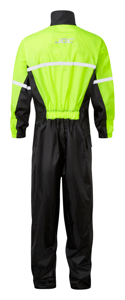 JDC Product's Shield Motorcycle Rain Suit high vis rear view