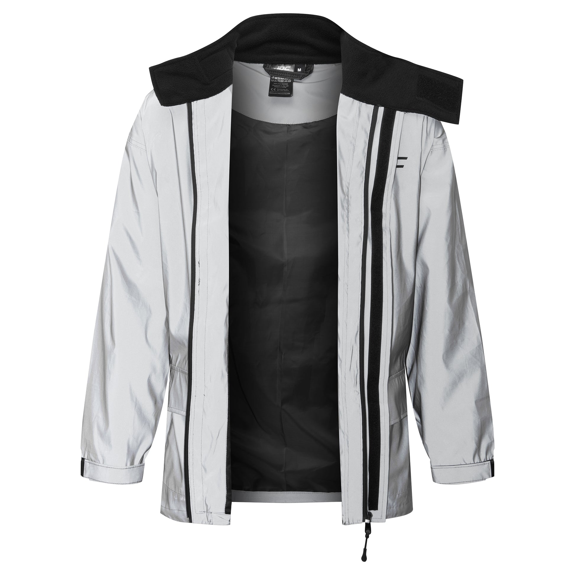 JDC Product's Shield Motorcycle Rain Jacket front view zip open