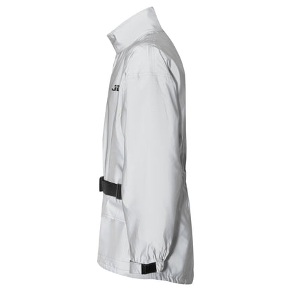 JDC Product's Shield Motorcycle Rain Jacket white side view