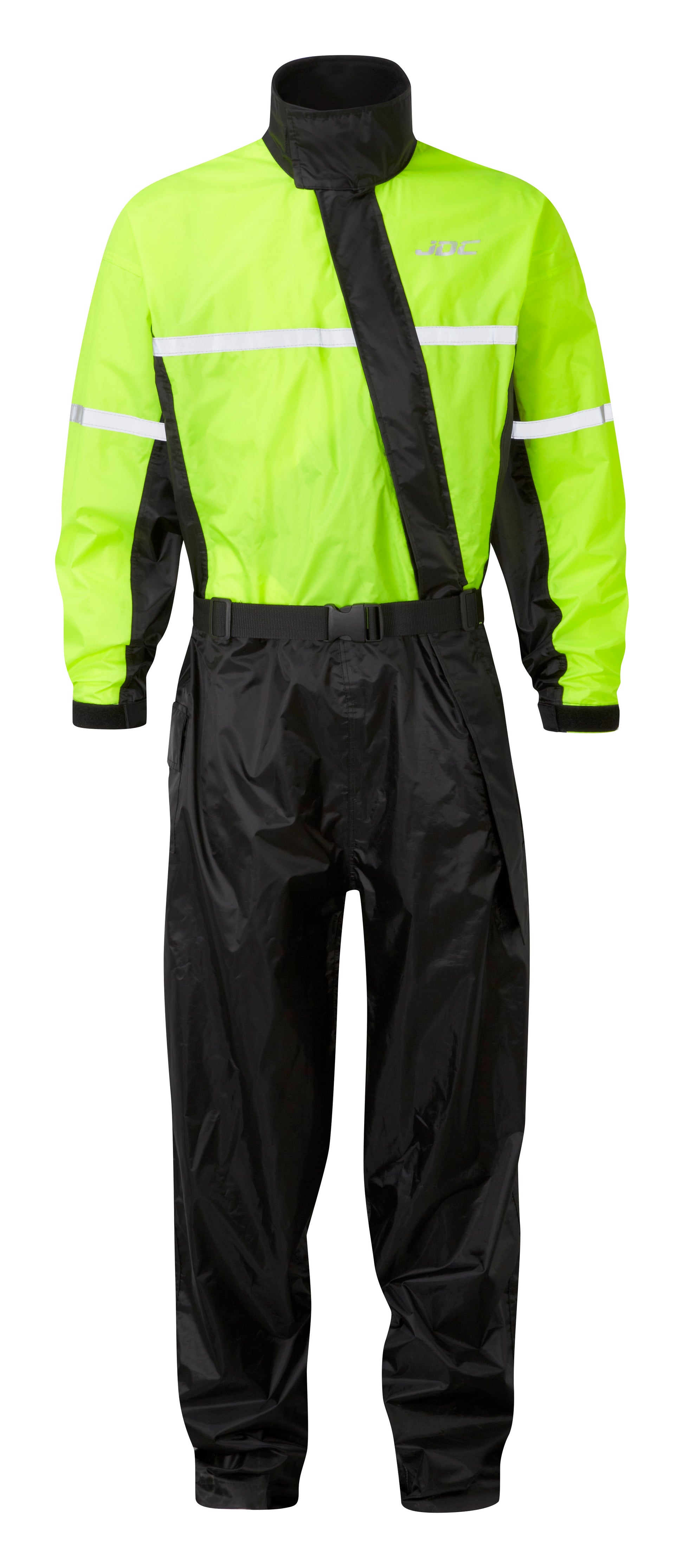 JDC Product's Shield Motorcycle Rain Suit high vis front view