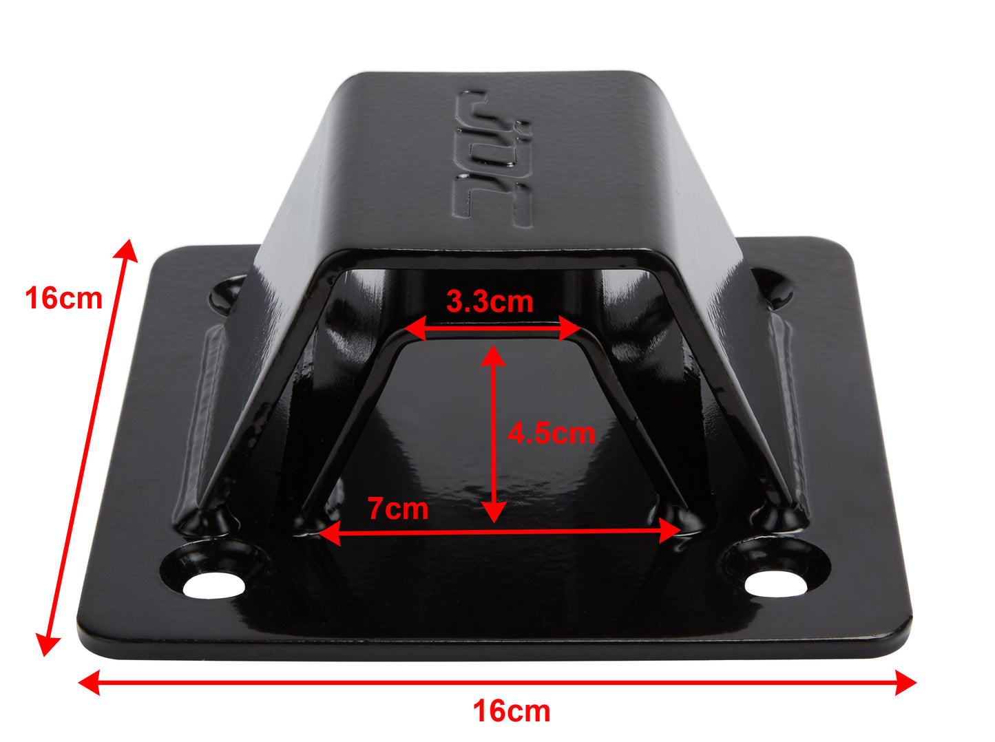 JDC Product's Ground Anchor Pro in black dimensions shown