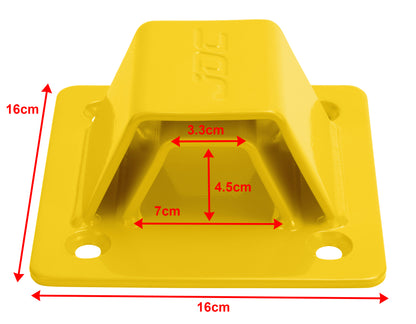 JDC Product's Ground Anchor Pro in yellow dimensions shown